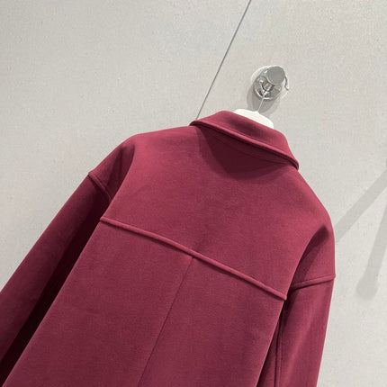 Loewe Logo Embroidered Jacket Burgundy Cotton