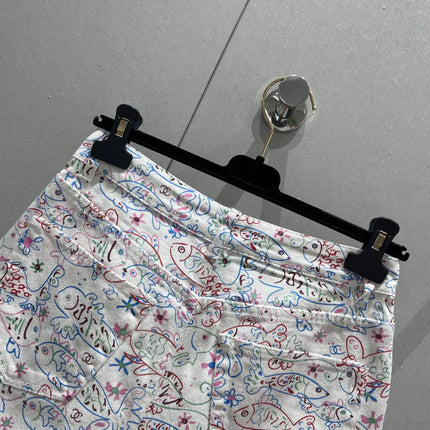 CC 25 Print Denim Short Multicolor Cotton