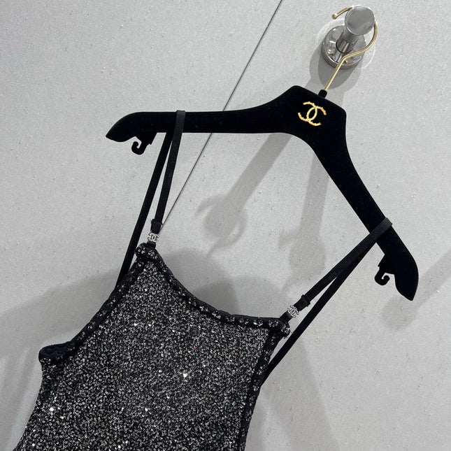 CC 25 Rhinestones Tank Top Black Polyamide