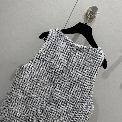 CC 25 Tweed Dress Gray Blue Woven Fabric