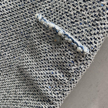 CC 25 Tweed Dress Gray Blue Woven Fabric