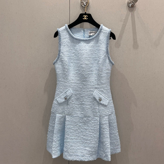 CC 25 Tweed Dress Blue Woven Fabric