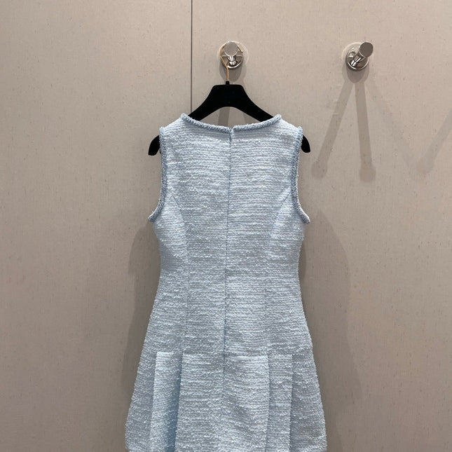 CC 25 Tweed Dress Blue Woven Fabric