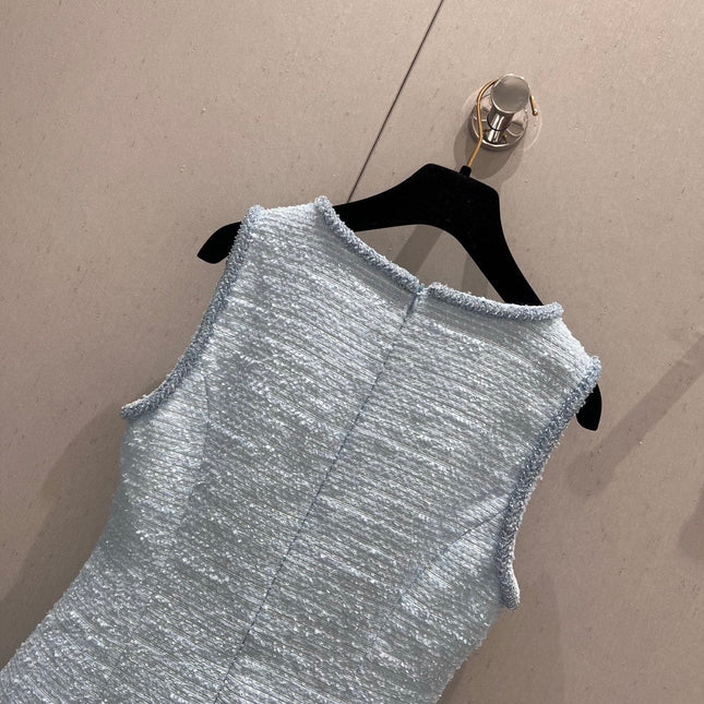 CC 25 Tweed Dress Blue Woven Fabric