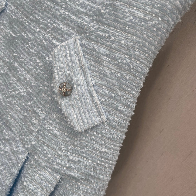 CC 25 Tweed Dress Blue Woven Fabric