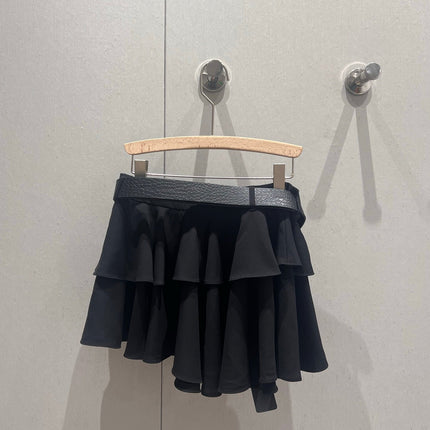Loewe 25 Mini Skirt with Belt Black Polyester Fiber 215388