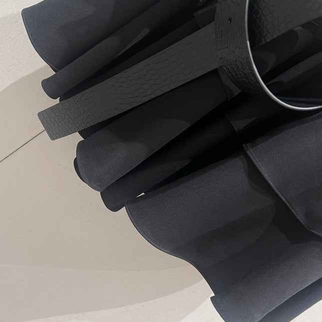 Loewe 25 Mini Skirt with Belt Black Polyester Fiber 215388