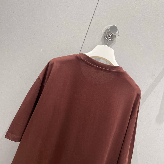 Loewe 25 Round Neck Short-sleeved T-shirt Brown Polyester Fiber 218147