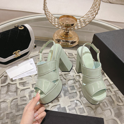 sandals light turquoise patent crumpled lambskin
