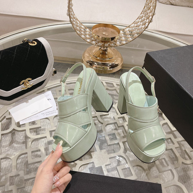 sandals light turquoise patent crumpled lambskin