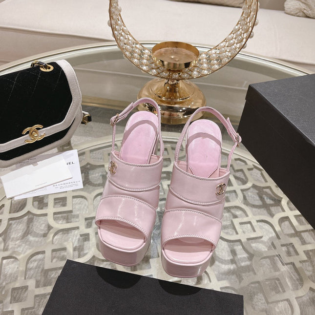 sandals pink patent crumpled lambskin