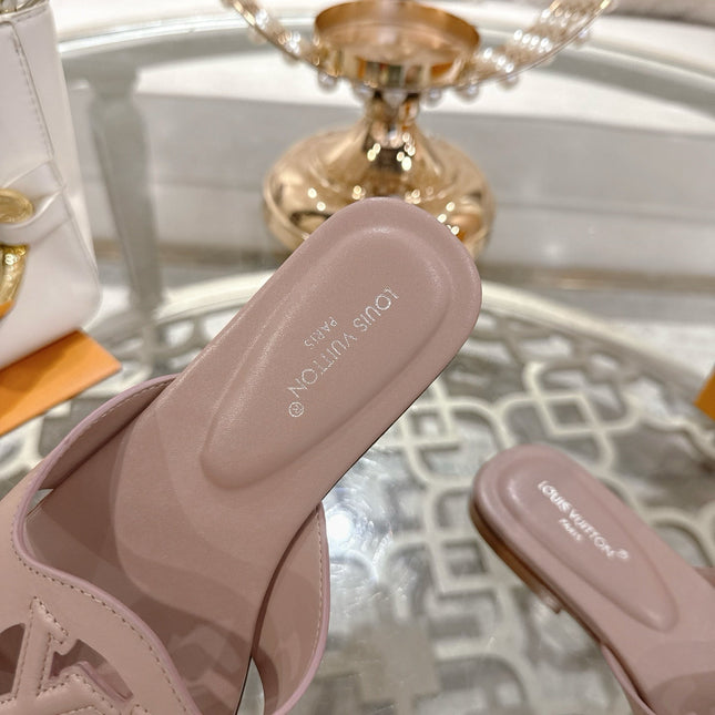 ISOLA FLAT SLIDE IN DUSTY PINK CALFSKIN