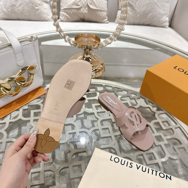 ISOLA FLAT SLIDE IN DUSTY PINK CALFSKIN