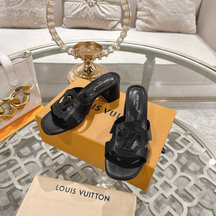 ISOLA HIGH 55 MM MULE IN BLACK CALFSKIN