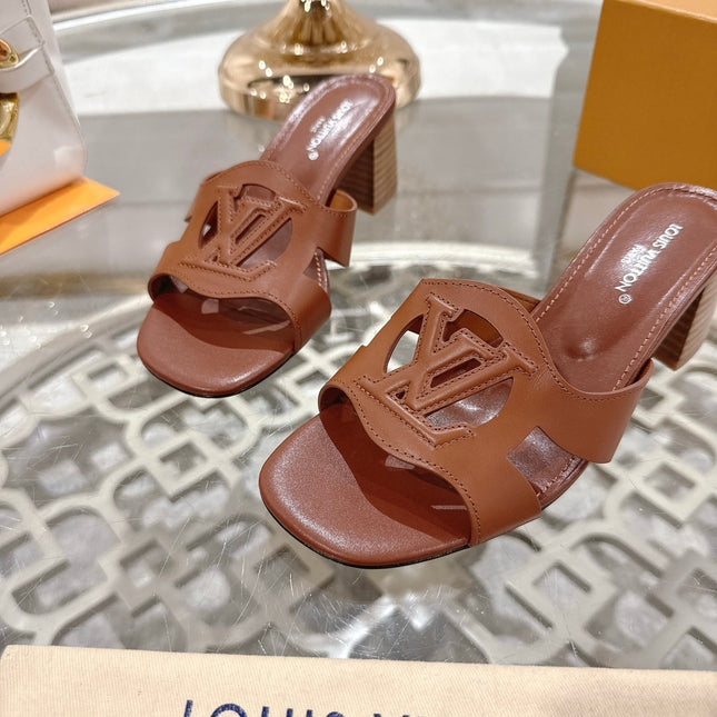 ISOLA HIGH 55 MM MULE IN PENNY BROWN CALFSKIN