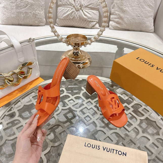 ISOLA HIGH 55 MM MULE IN VIVID ORANGE CALFSKIN