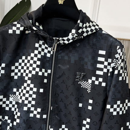 LV HOODED JACKET BLACK AND WHITE DAMIER 239118