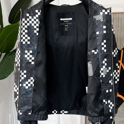 LV HOODED JACKET BLACK AND WHITE DAMIER 239118