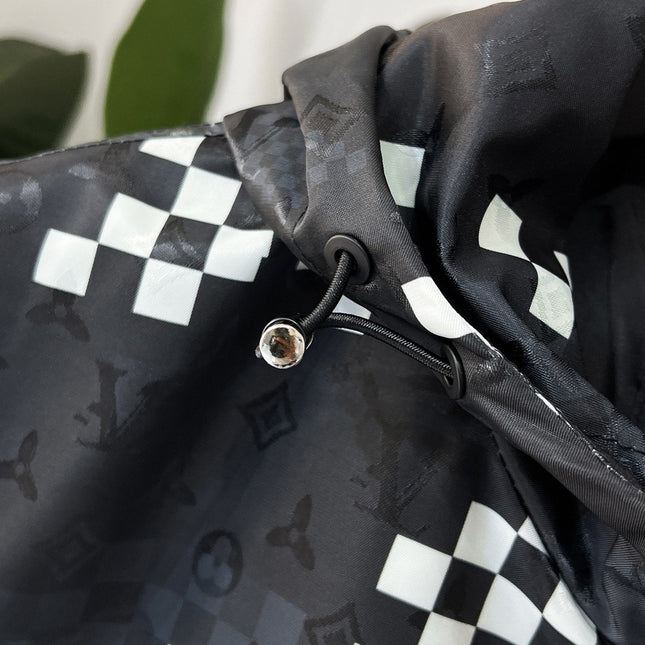 LV HOODED JACKET BLACK AND WHITE DAMIER 239118