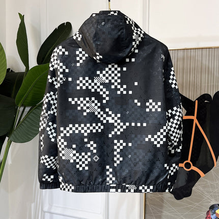 LV HOODED JACKET BLACK AND WHITE DAMIER 239118