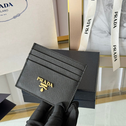 PRA 10 CARD HOLDER IN BLACK CALFSKIN
