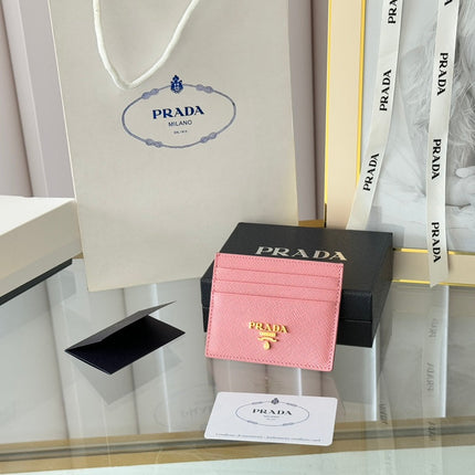 PRA 10 CARD HOLDER IN LIGHT PINK CALFSKIN