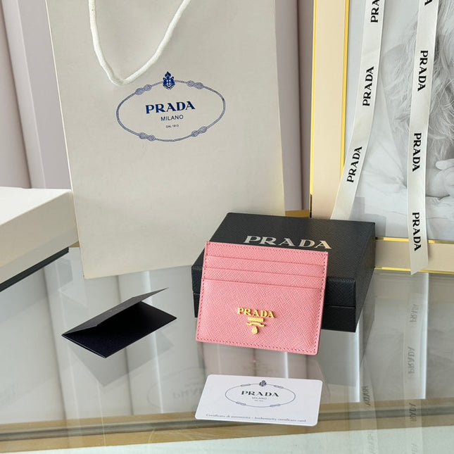 PRA 10 CARD HOLDER IN LIGHT PINK CALFSKIN
