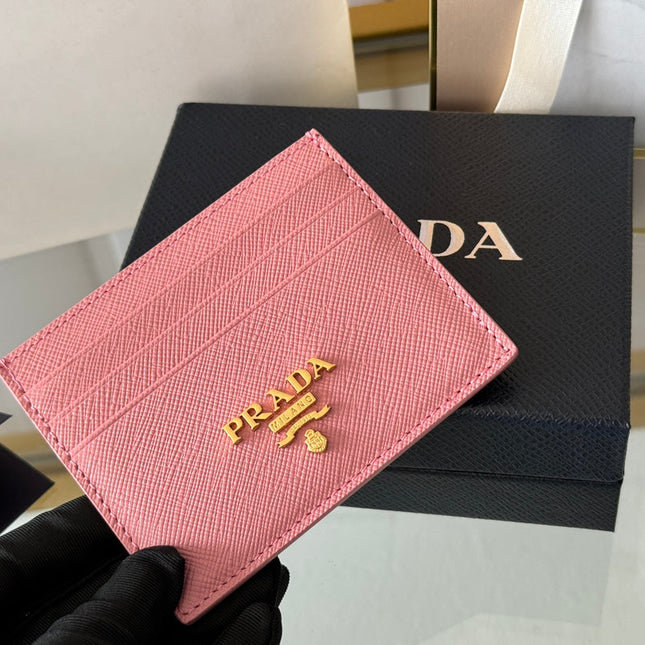PRA 10 CARD HOLDER IN LIGHT PINK CALFSKIN