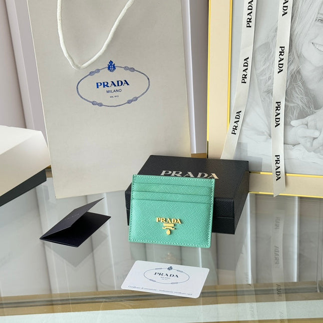 PRA 10 CARD HOLDER IN SEAFOAM GREEN CALFSKIN