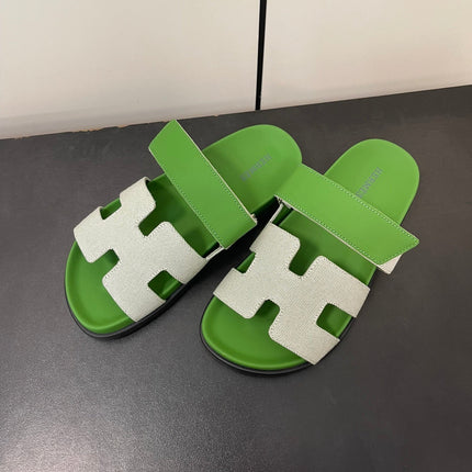 CHYPRE SANDAL GREEN MIX CREAM CALFSKIN