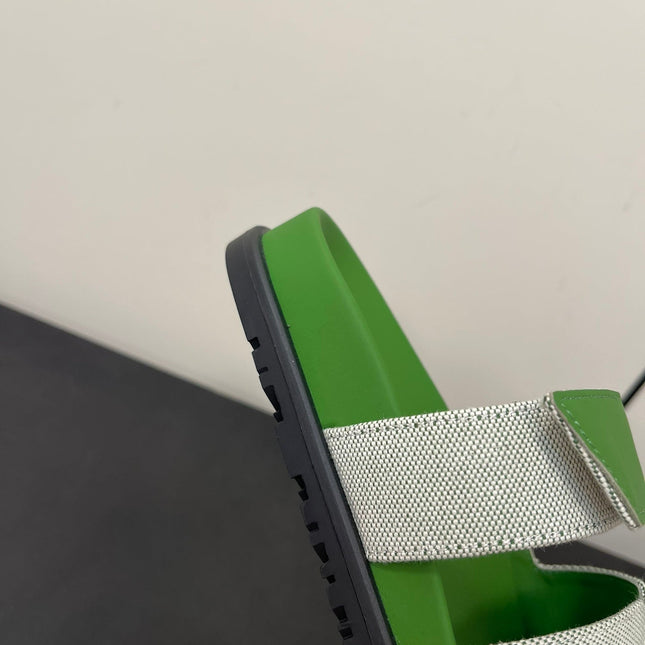 CHYPRE SANDAL GREEN MIX CREAM CALFSKIN