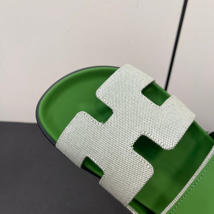 CHYPRE SANDAL GREEN MIX CREAM CALFSKIN