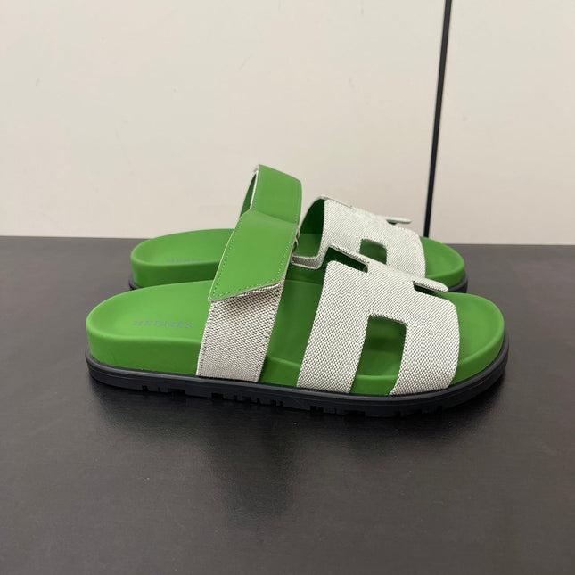 CHYPRE SANDAL GREEN MIX CREAM CALFSKIN