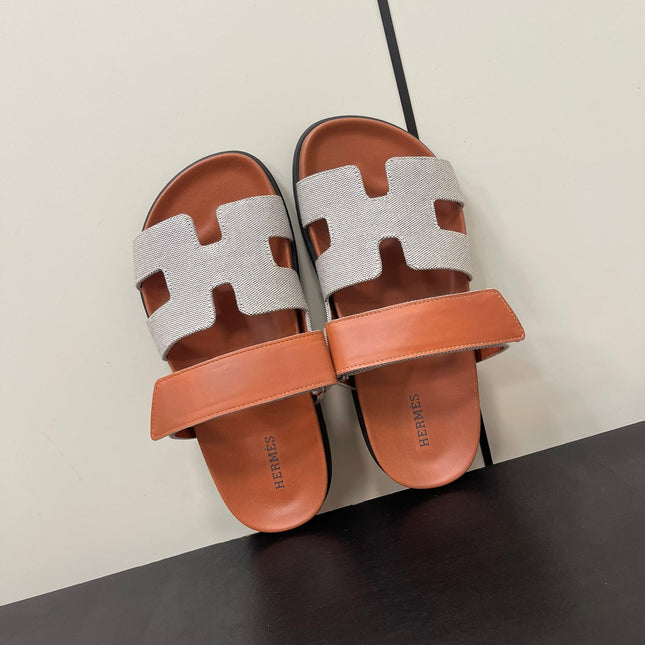 CHYPRE SANDAL ORANGE MIX CREAM CALFSKIN
