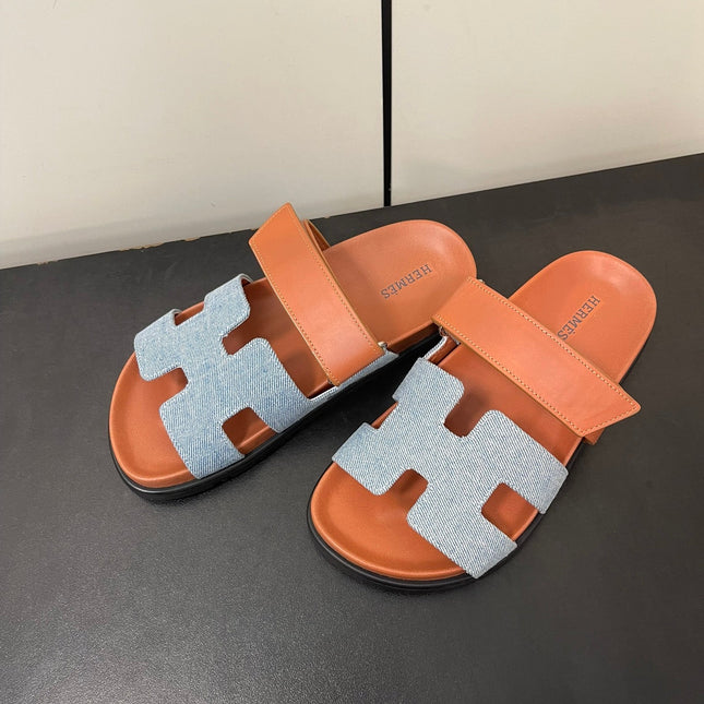 CHYPRE SANDAL ORANGE MIX SKY CALFSKIN