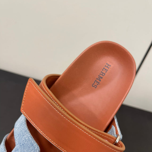CHYPRE SANDAL ORANGE MIX SKY CALFSKIN
