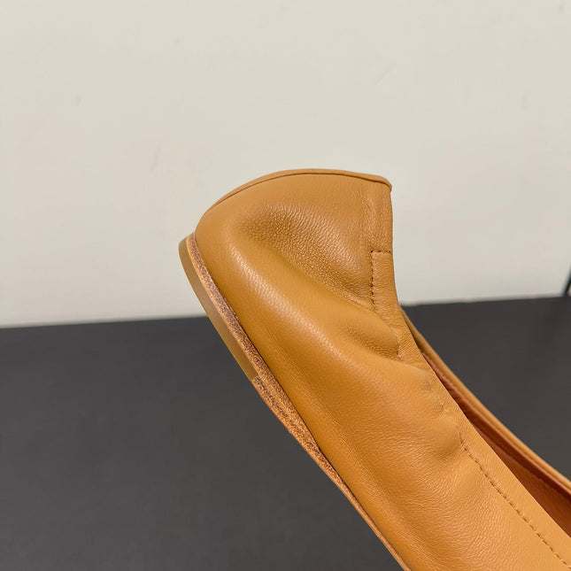 ALAIA BALLET FLATS IN COPPER BROWN SMOOTH CALFSKIN