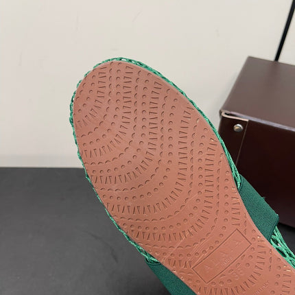 ALAIA BALLET FLATS IN COOL GREEN MESH FISHNET WITH GOLD HARDWARE