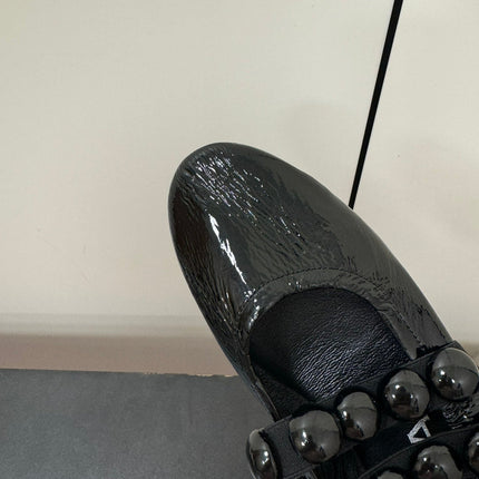 ALAIA SPHERE BALLET FLATS IN BLACK LAMBSKIN
