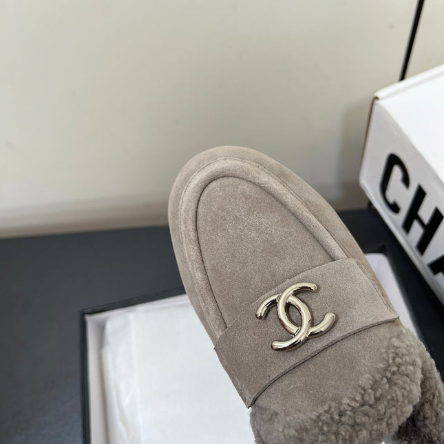 LOAFERS MULE IN DESERT BROWN SUEDE AND FLEECE LINING