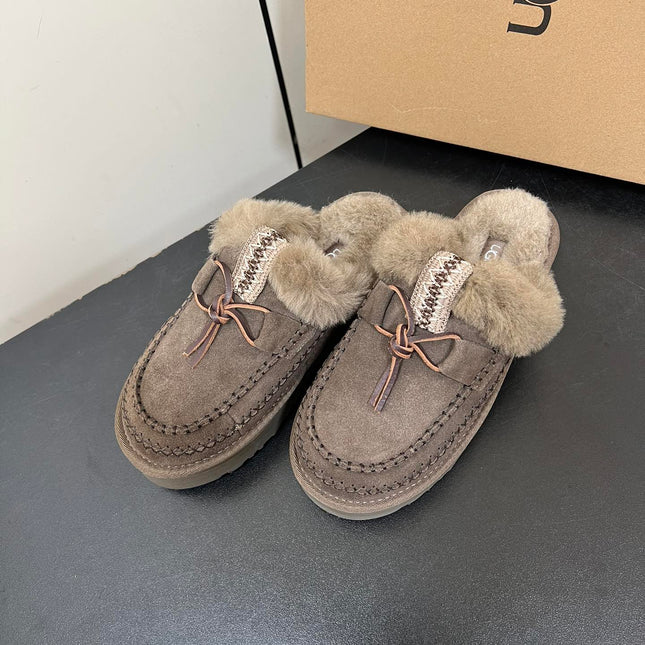DISQUETTE ALPINE IN CEDAR BROWN SUEDE AND FLEECE