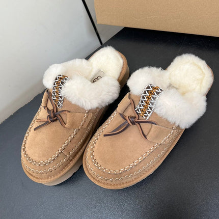 DISQUETTE ALPINE IN PEANUT BROWN SUEDE AND WHITE FLEECE