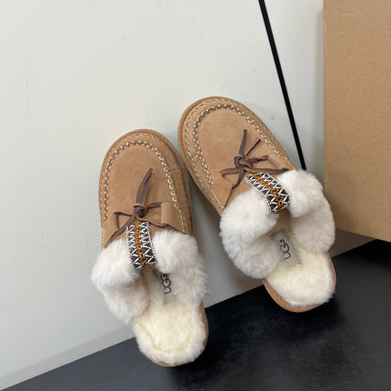 DISQUETTE ALPINE IN PEANUT BROWN SUEDE AND WHITE FLEECE