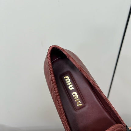 LOAFERS WITH BOW IN RED BROWN SHEEPSKIN