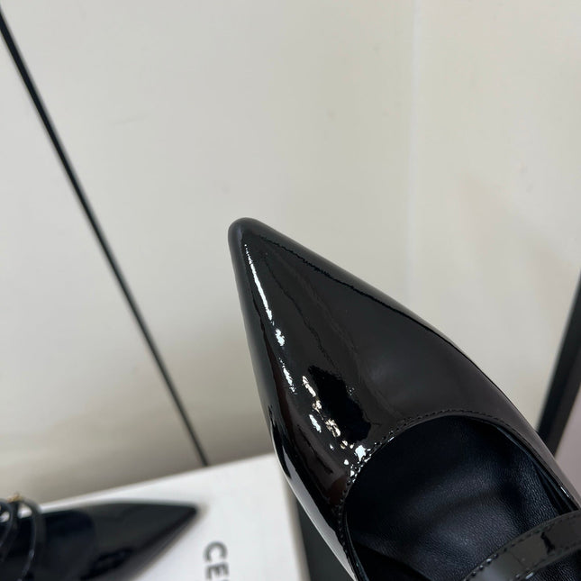 JUDY DOUBLE STRAP MARY JANE SLINGBACK IN BLACK PATENT CALFSKIN