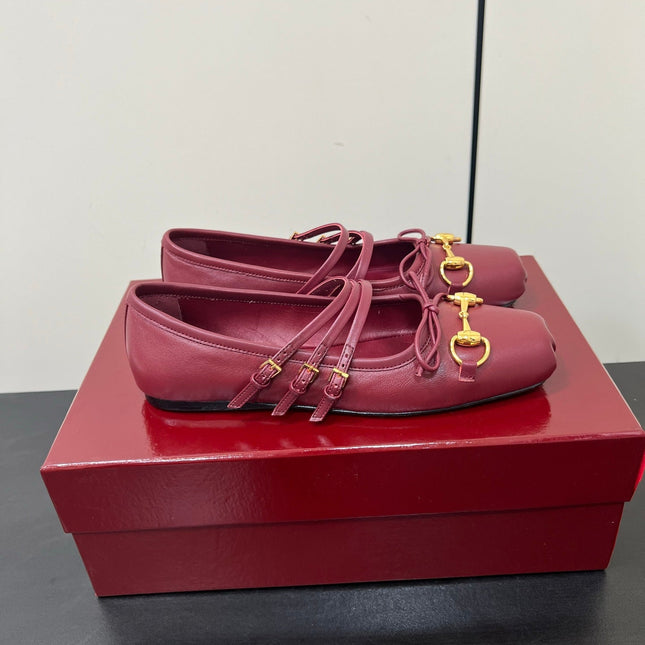 GG MARY JANE 25S IN RED LAMBSKIN WITH GOLD HARDWARE