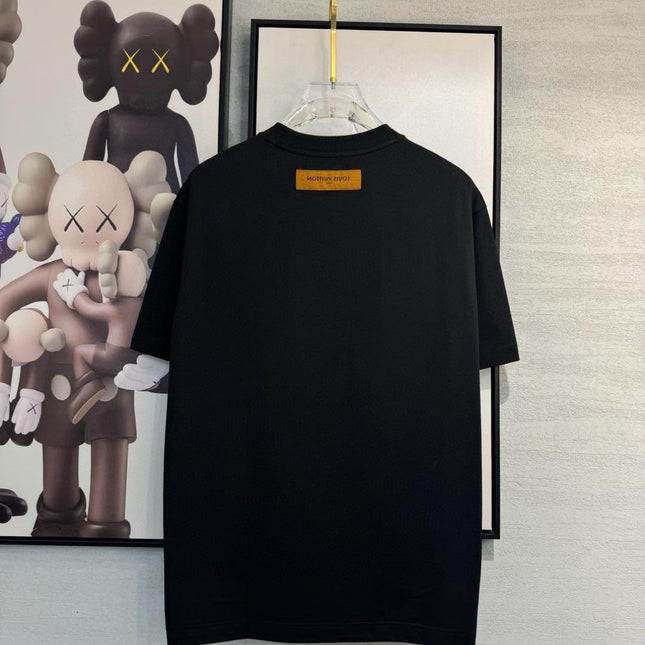 LV BLACK COTTON T-SHIRT YELLOW LOGO 238915