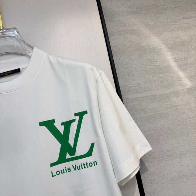 LV WHITE COTTON T-SHIRT GREEN LOGO 238914