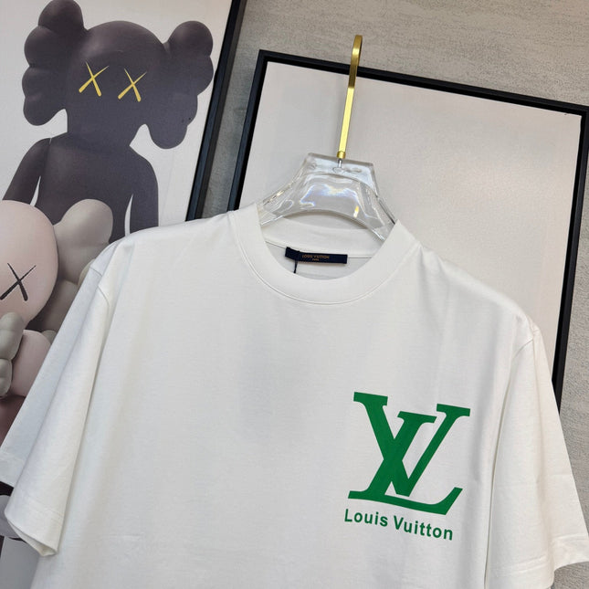 LV WHITE COTTON T-SHIRT GREEN LOGO 238914