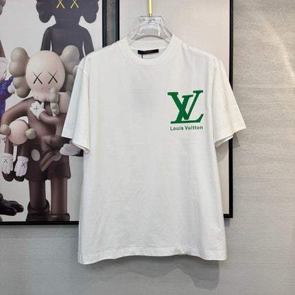 LV WHITE COTTON T-SHIRT GREEN LOGO 238914